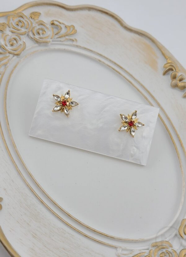 キュービックジルコニア 花デコレーション スタッドピアス