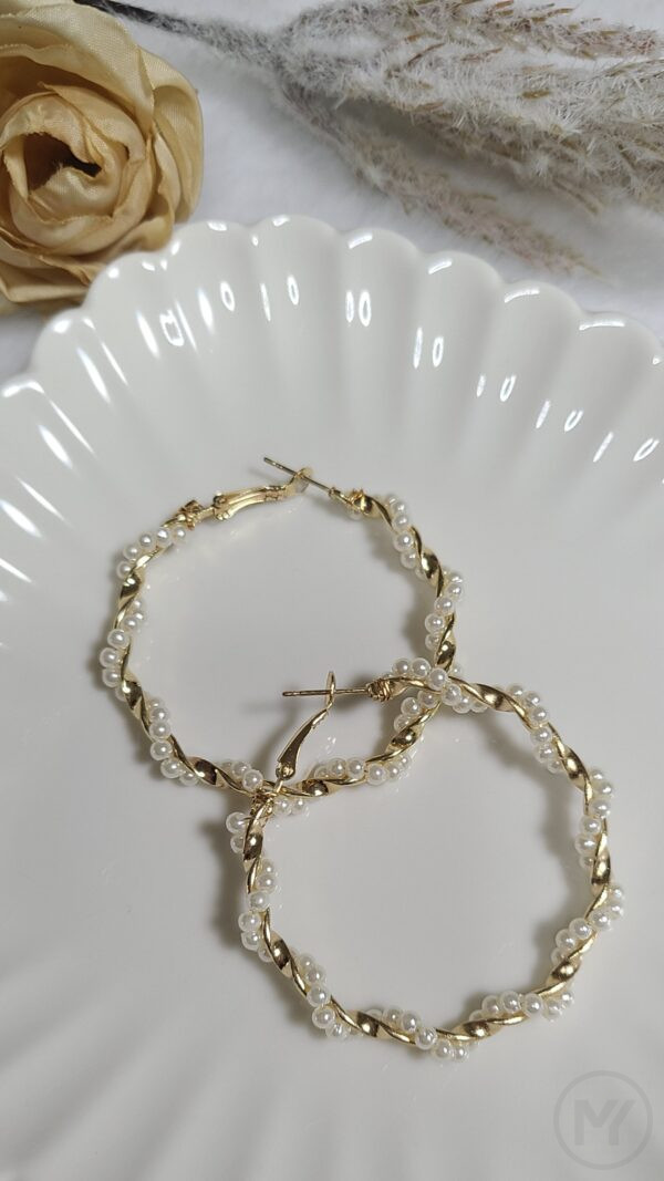 人工パール フープピアス