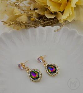 ラインストーン ドロップピアス