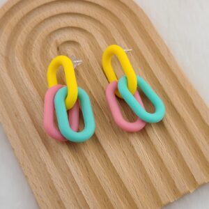 カラーブロック ドロップピアス