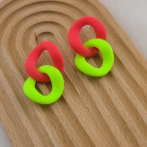 カラーブロック チェーン ドロップピアス